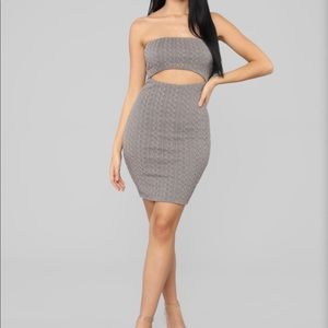 Fashion Nova Grey Cut-Out Dress